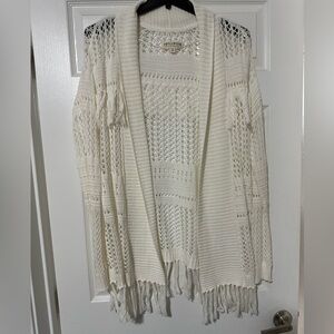 Idyllwind Cream Cardigan Sweater with Fringe NWOT